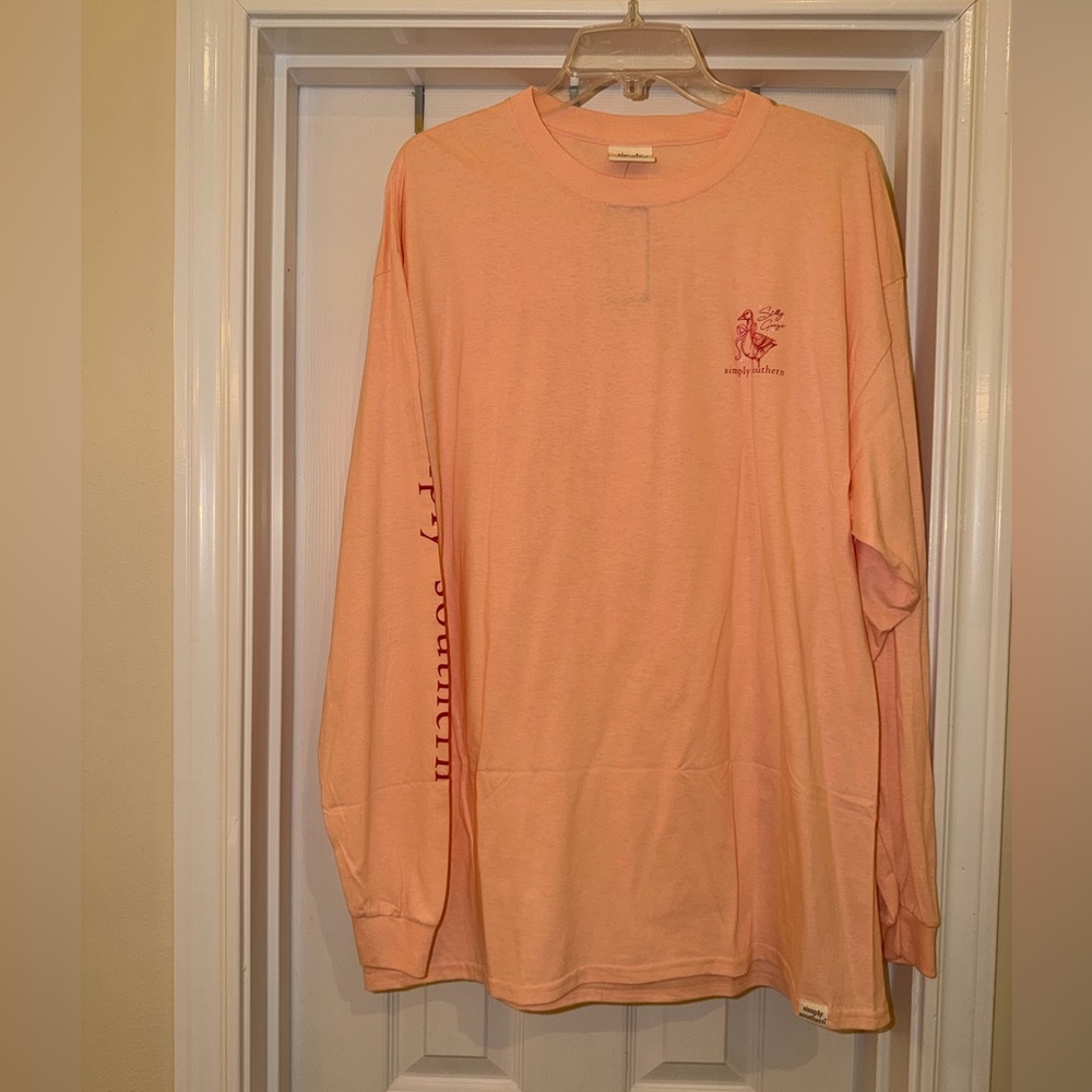 Simply Southern Peach Short Sleeve Tee with Tag